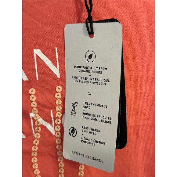 NWT Armani Exchange Women's Branded T Shirt‎ Pink Sequins Size Small - Picture 6 of 7